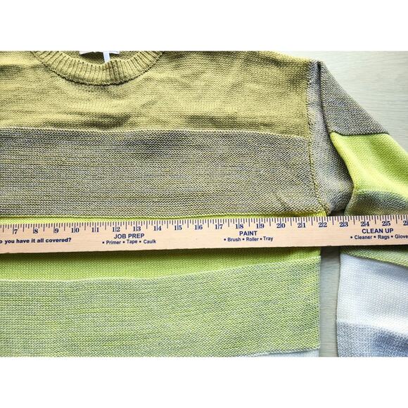 Sweater-Angashion-Striped-Green-Silver-White-Metallic-Long Sleeves - Picture 11 of 15